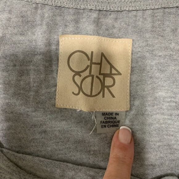 chaser womens solid gray long sleeve top t shirt medium - Picture 3 of 5